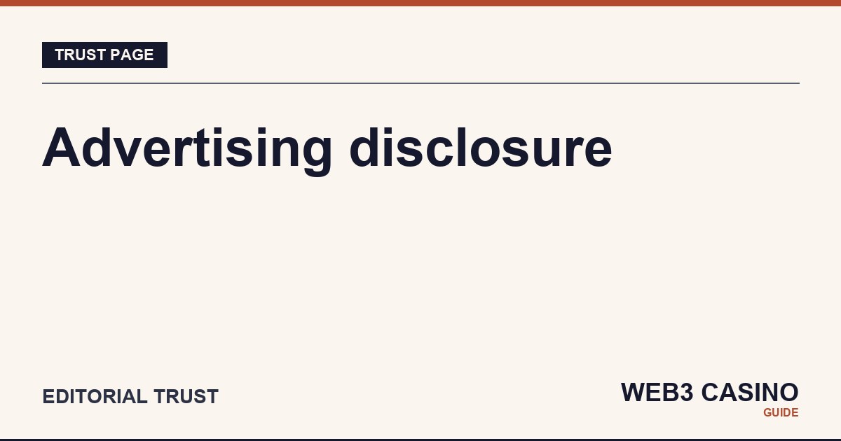 Advertising disclosure page at Web3 Casino Guide.
