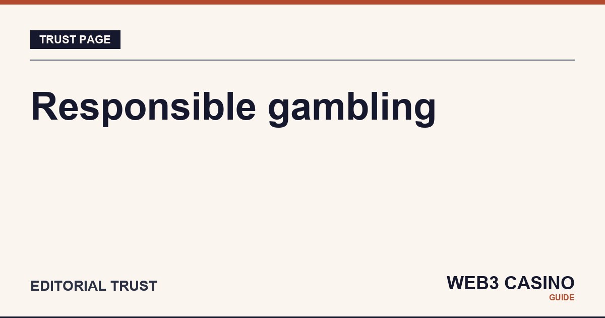 Responsible gambling resources at Web3 Casino Guide.