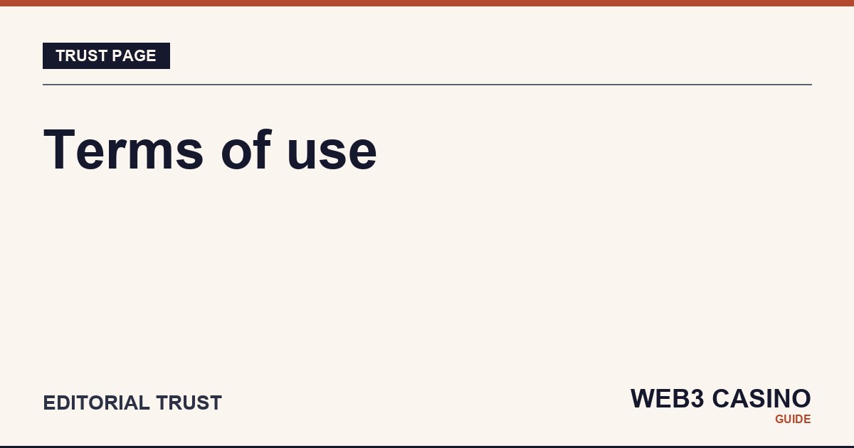 Terms of use page at Web3 Casino Guide.